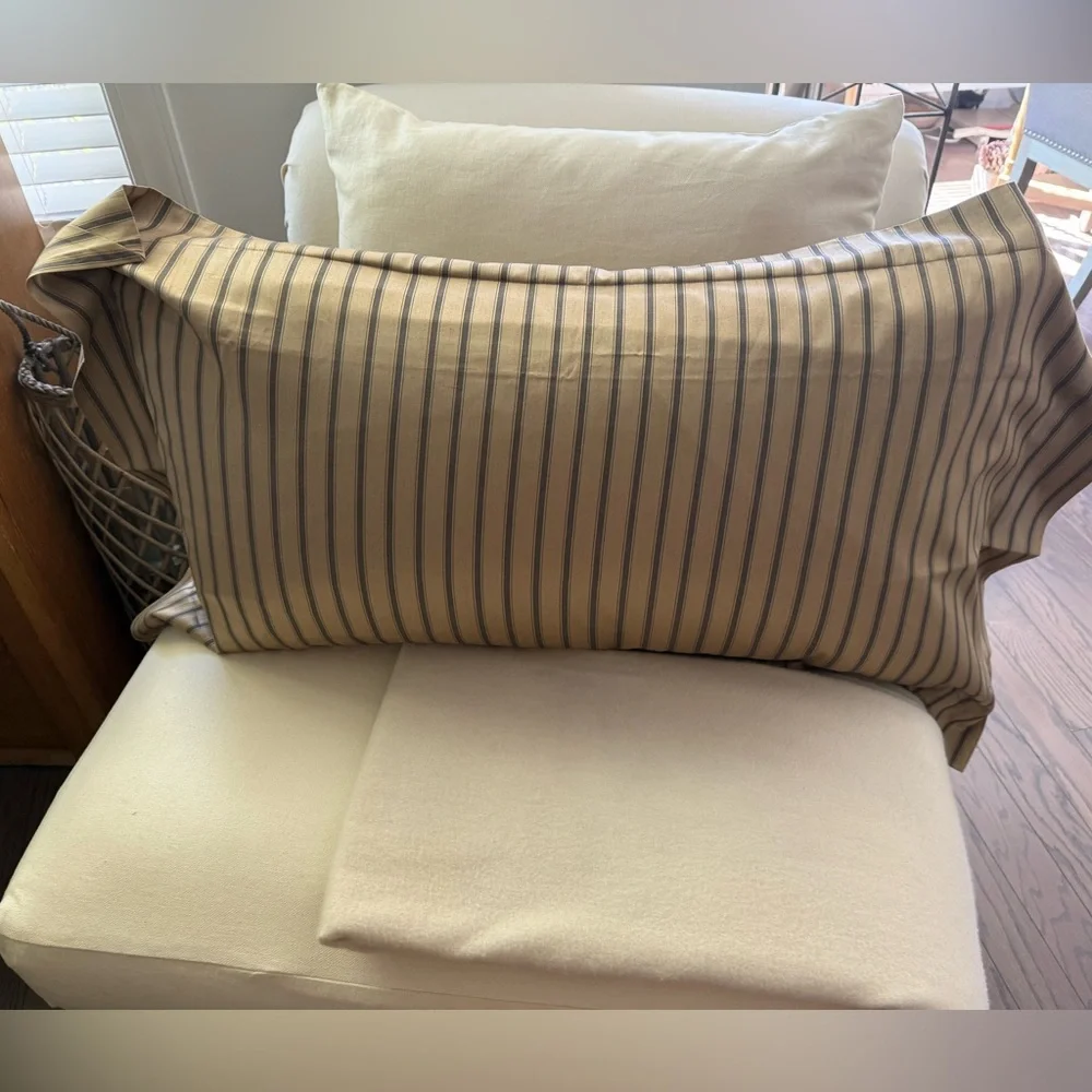 Frette King Pillowcase Gold Grey Stripe Italy